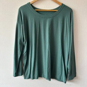 J. Jill Luxe Supima Relaxed Tee Womens Large Green Long Sleeve Basic Capsule